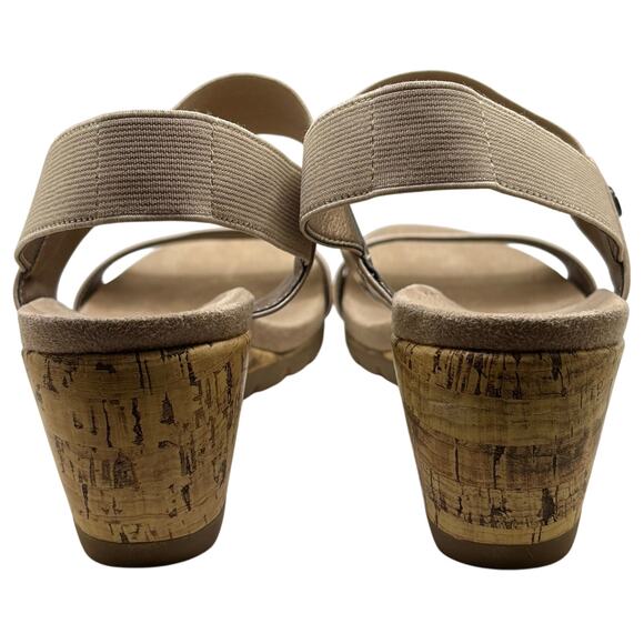 NWOT! NATURALIZER Sandals - Cork Wedge - Faux Taupe Patent & Elastic Straps - Picture 7 of 11
